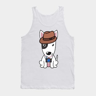 Funny Bull Terrier is holding a camera Tank Top